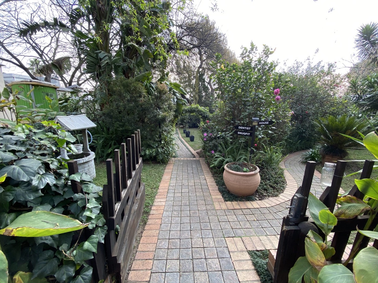 The garden pathway leading to Dr MacKenzie Dental Rooms
